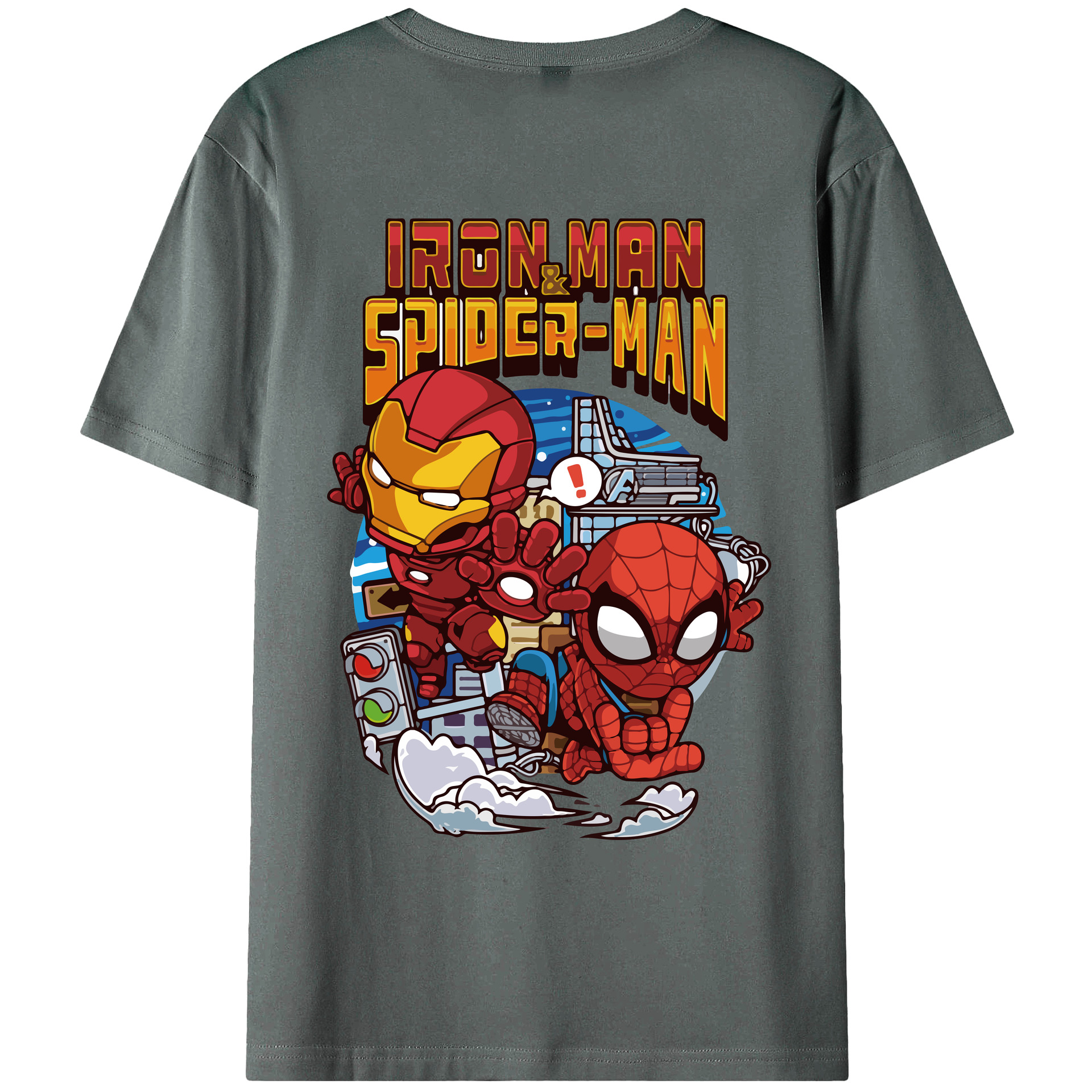 （画像用） アベンジャーズ The Avengers 綿100％ メンズ半袖Tシャツ（バックプリント） 通気性
